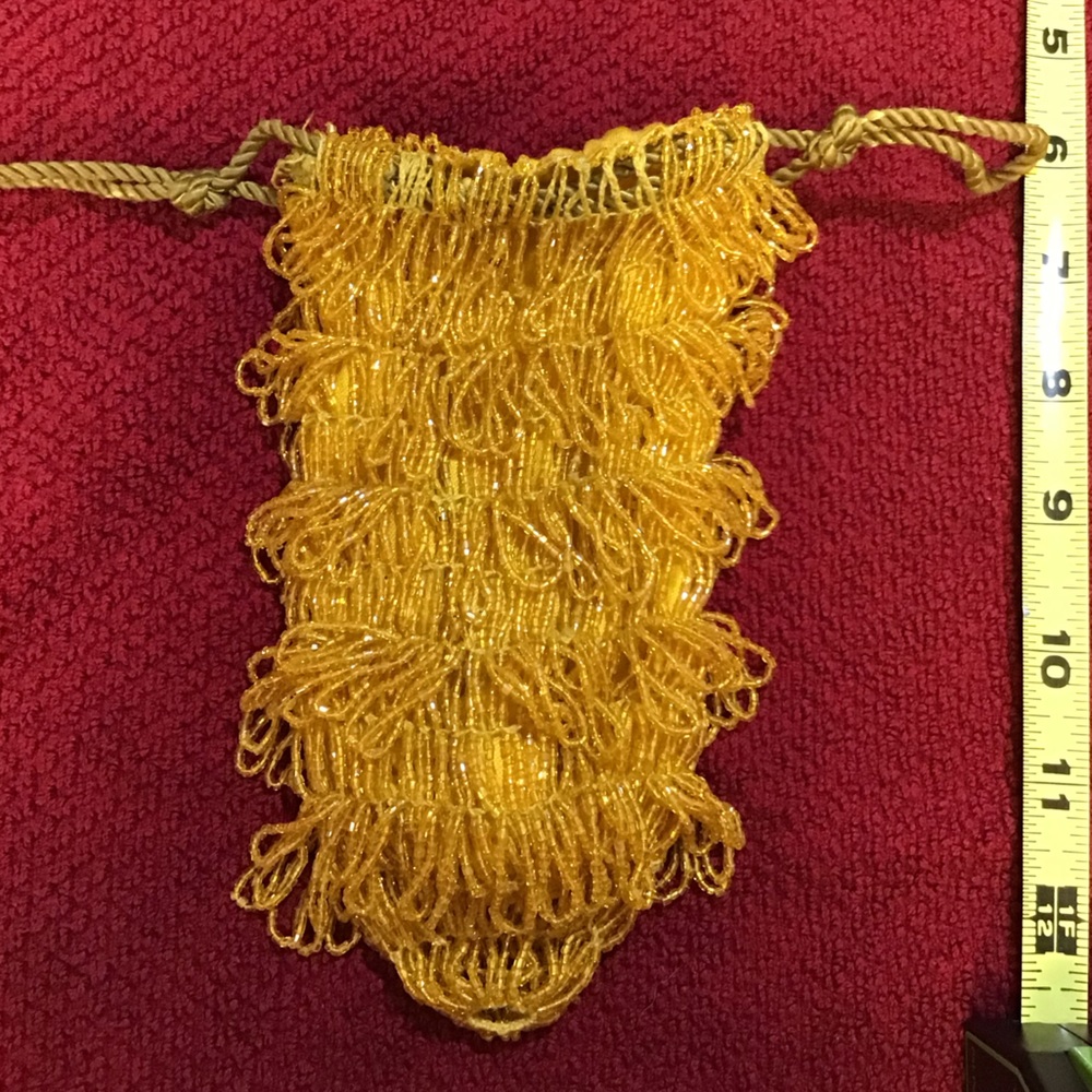Antique 1920’s Glass Beaded Drawstring Flapper Pu… - image 4